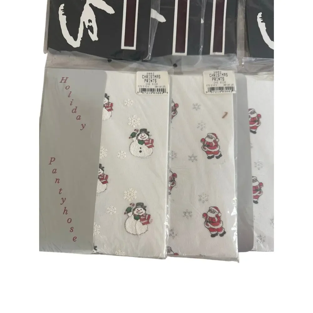 Vintage Deadstock Holiday & Colored Pantyhose Lot | Christmas Prints | Spiegel |
